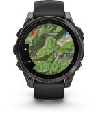 Garmin Fenix 8 AMOLED - 47mm - Sapphire, Titane, Carbon Gray DLC avec bracelet Silicone noir