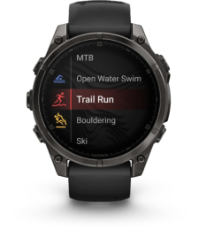 Garmin Fenix 8 AMOLED - 47mm - Sapphire, Titane, Carbon Gray DLC avec bracelet Silicone noir