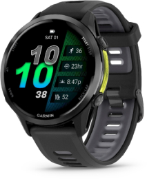 Garmin Forerunner 970 Lunette Gray, boitier noir, bracelet noir/blanc translucide