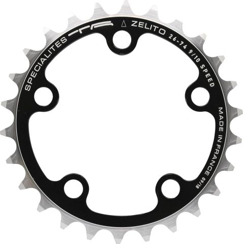 Spécialités TA PLATEAU ROUTE 5BRA D.74 ZELITO TRIPLE INTERIEUR NOIR ALU 7075 TYPE SHIMANO 9-10V.