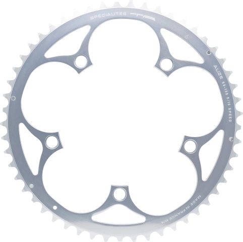Spécialités TA PLATEAU ROUTE 5BRA D.130 ALIZE EXTERIEUR ARGENT ALU 7075 TYPE SHIMANO 8-9-10V.